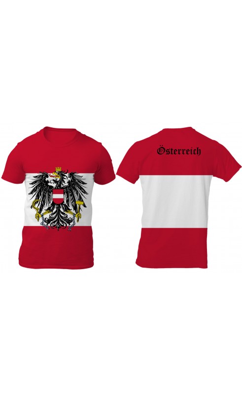 New men's t-shirt with Austria national flag. Amfanwear. Österreich gift souvenir SS25 SS26