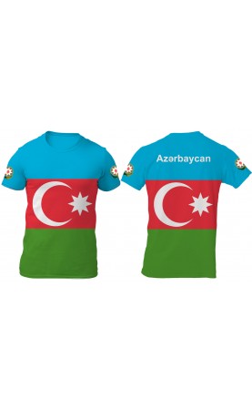 New men's t-shirt tee with Azərbaycan national flag. Amfanwear brand new regular fit SS25 SS26 trend apparel