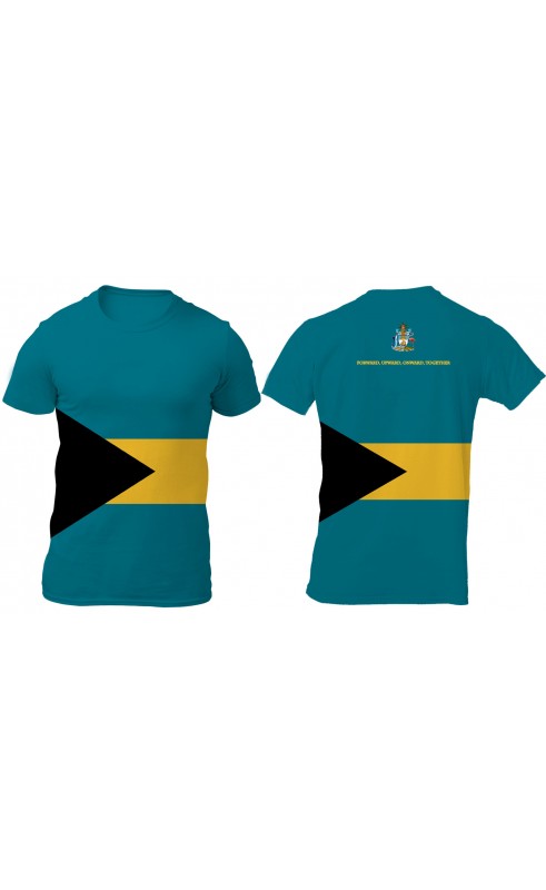 New sublimation men's t-shirt Bahamas national flag design. Regular fit sizes M to XXXL. Amfanwear.