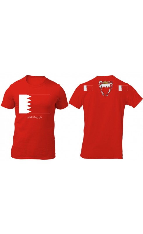 Bahrain national flag t-shirt for men. Regular fit sizes from m to 3XL.