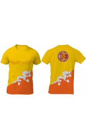 New Bhutan flag men's t-shirt. Regular fit available sizes M, L, XL, XXL, XXXL