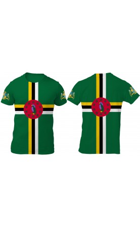 Dominica flagt-shirt for men. Regular fit sizes. Souvenir trend SS25 SS26 SS27 Commonwealth of Dominica