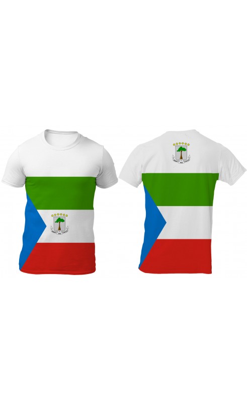 Equatorial Guinea flag t-shirt for men. Regular fit sizes. M, L, XL, XXL, XXXL. Sublimation print