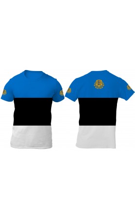 Estonia flag t-shirt for men. Regular fit sizes. M, L, XL, XXL, XXXL. Eu made, amfanwear. SS26 SS27 souvenir travel gift