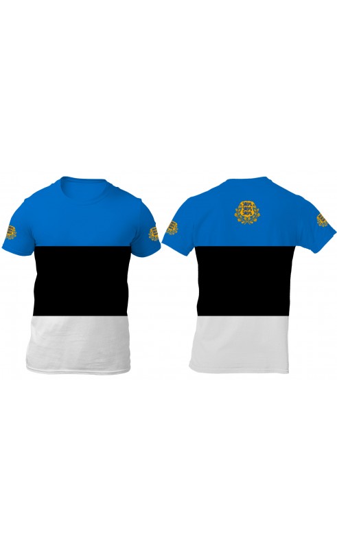 Estonia flag t-shirt for men. Regular fit sizes. M, L, XL, XXL, XXXL. Eu made, amfanwear. SS26 SS27 souvenir travel gift