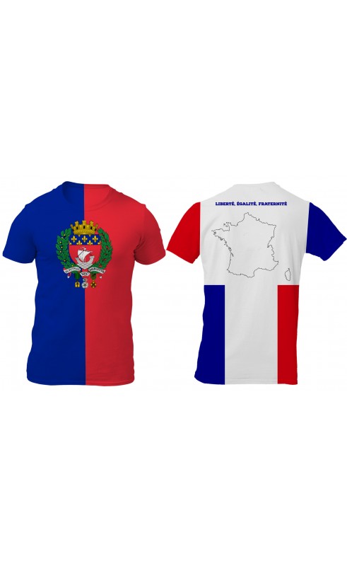 Paris Parisian flag t-shirt for men. Regular fit sizes. Amfanwear SS26 SS27 summer souvenir travel
