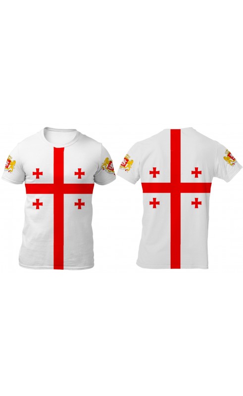 Georgia flag t-shirt. Regular men's sizes M, L, XL, XXL, XXXL. Travel gift souvenir summer SS25 SS26. Made in EU, amfanwear