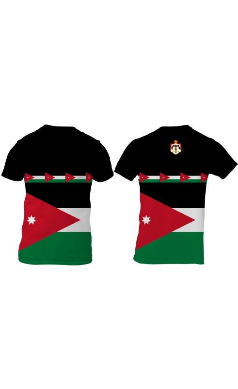 Jordan national flag t-shirt for men. Regular fit sizes. Summer season trend travel souvenir.