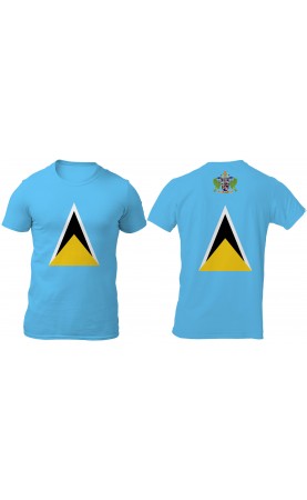 Saint Lucia men's t-shirt. Regular fit sizes. Summer souvenir gift travel. Amfanwear, made in EU