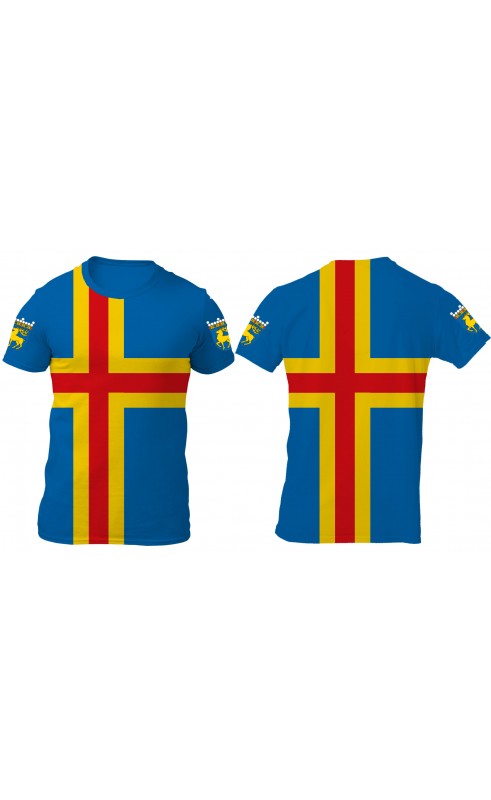 Åland flag men's t-shirt. Regular fit sizes, souvenir summer gift travel. Amfanwear