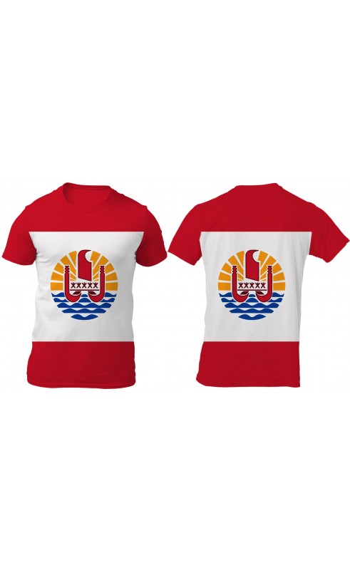 Polynésie française / French Polynesia flag t-shirt for men. Souvenir gift travel summer apparel.