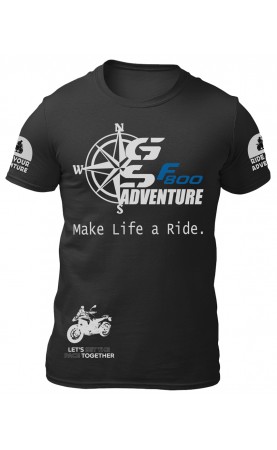 f800gs biker t-shirt for men. Regular sizes apparel. Made in EU. Amfanwear