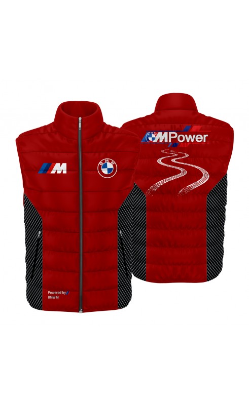 bmw red sliveless gilet. Regular fit sizes.