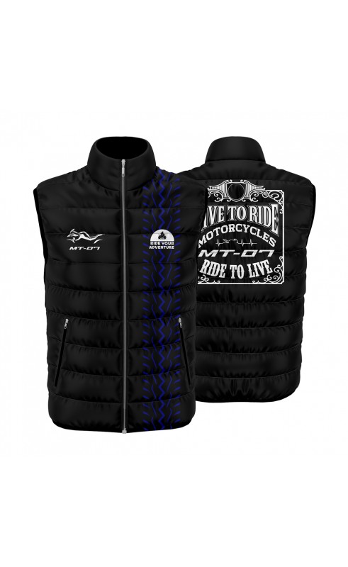 MT-07 fan men's moto sleeveless jacket. Regular fit size. SS26 trending fanwear.
