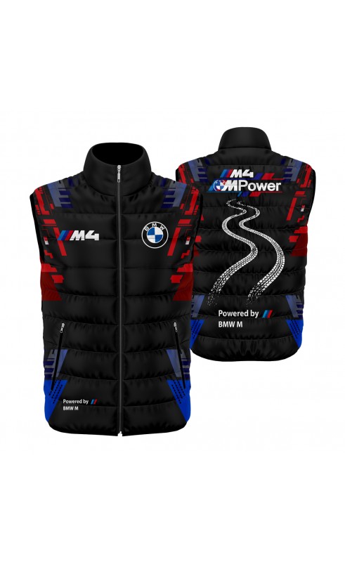 M4 racing auto sleeveless jacket. Regular fit men's sizes. Made in EU, amfanwear.