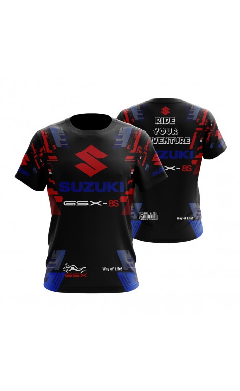 Suzuki GSX-8S moto men's tee. Regular fit sizes. SS26 apparel trend wear