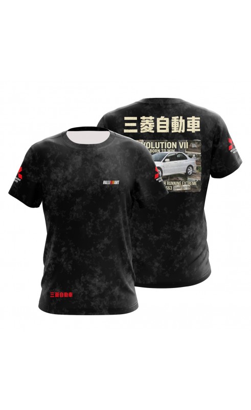 Mitsubishi Evo VII Rally men's tee. Regular fit sizes. Street rally fan wear. ade in EU racingwear