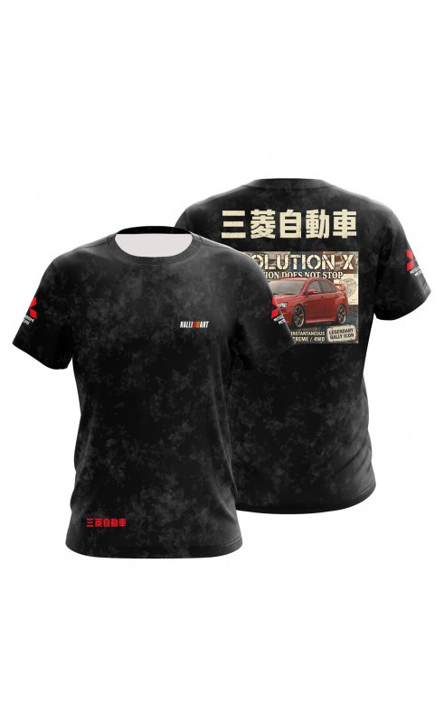 Mitsubishi Evo X Rally t-shirt for men. Regular fit sizes. Amfanwear. Trending summer fan wear for men.
