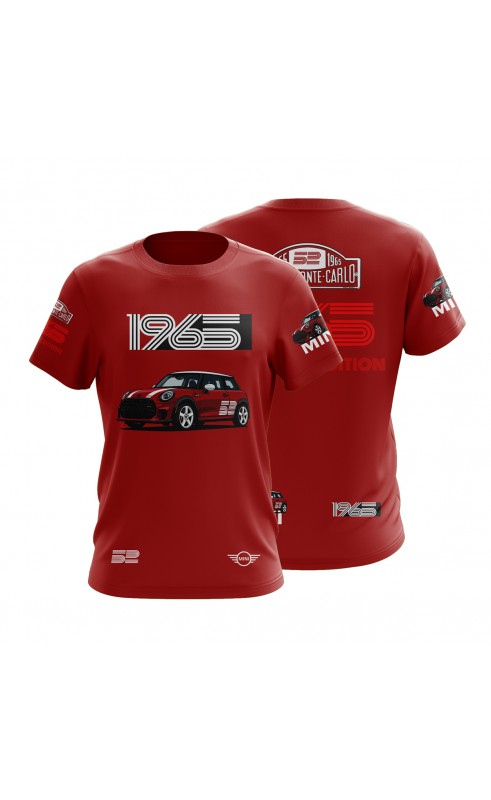 Mini Cooper Rally Monte Carlo tee. Regular sizes t-shirt. Men's street racing wear.