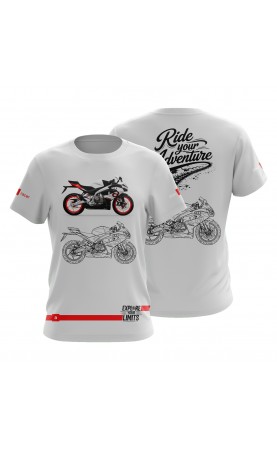 Aprilia RS457 Moto tee for men. Regular fit sizes. Street fanw moto wear. SS26 SS27