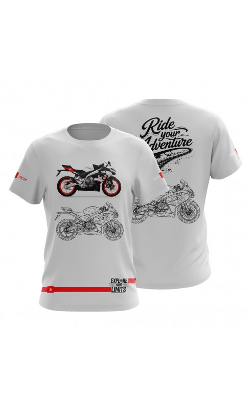 Aprilia RS457 Moto tee for men. Regular fit sizes. Street fanw moto wear. SS26 SS27