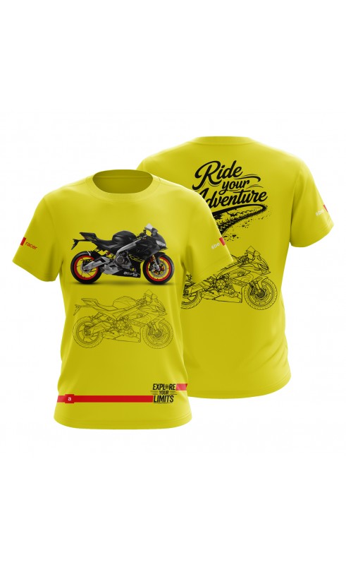 Aprilia Biker Moto tee for men. Regular sizes, made in EU. Amfanwear.