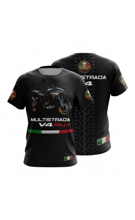 Multistrada V4 Rally t-shirt for men. Regular sizing, fan streetwear.