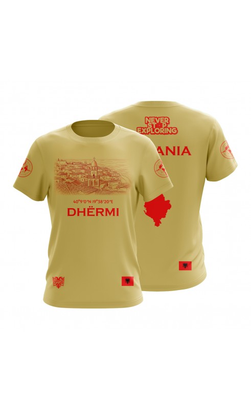 Dhërmi Mediterranean Sea T-shirt  for men. Regular fit sizes. Amfanwear Summer apparel