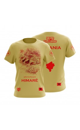 Albanian Himarë souvenir t-shirt. Regular fit sizes. Summer trend 2026 Amfanwear. Travel teeapparel Europe