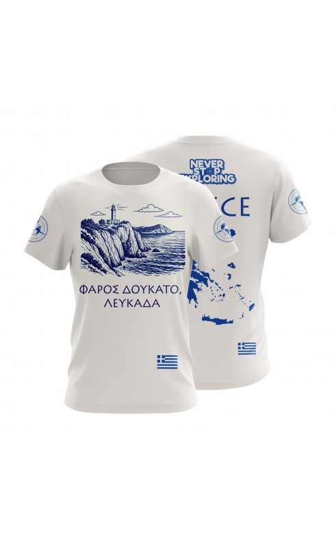 Lefkada Doukato Men's t-shirt. Regular fit sizes. Greek summer souvenir. Amfanwear.