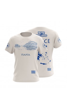 Parga Greece summer souvenit t-shirt. Regular men's fit. Amfanwear Ionian Sea apparel.
