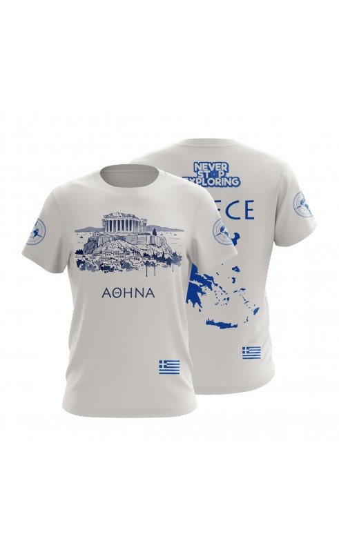 Athens Greek souvenir travel t-shirt for men. Regular fitting. Amfanwear.  Summer SS26 SS27 tee apparel