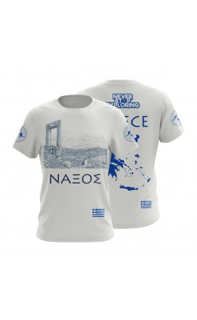 Naxos Souvenir t-shirt for men. Travel summer apparel, regular fitting. Amfanwear.