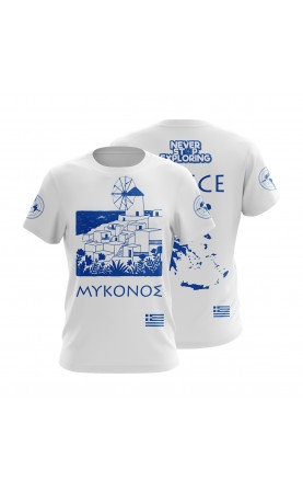 Mykonos Island souvenir t-shirt. Regular fitsizes. Amfanwear Beach outfit gift idea apparel.