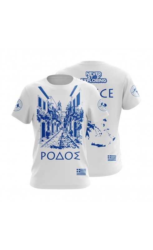 Dodecanese Rhodes T-shirt regular sizes. Souvenir for summer greek gift. Amfanwear.