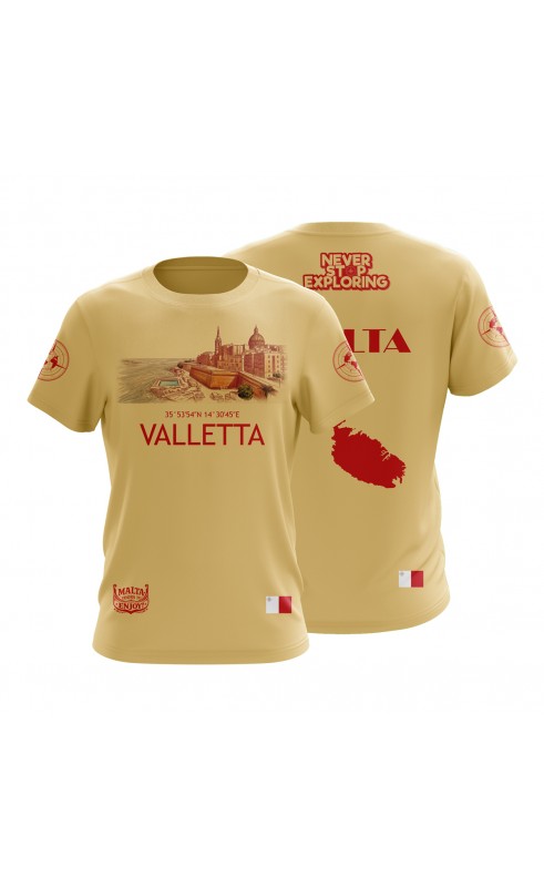 Valletta Malta souvenir tourist travel tee. Regular fit sizes t-shirt. Amfanwear. Sea summer Beach outfit