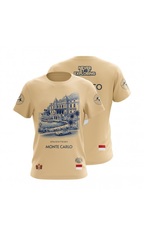 Monte Carlo T-shirt for travel souvenir summer gift. Men's regular sizes. Amfanwear.
