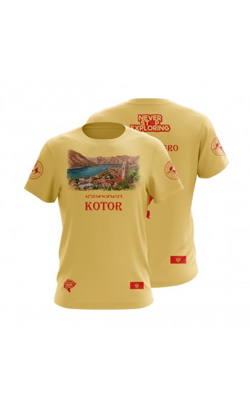 Kotor Bay Montenegro Travel t-shirt. Regular fit. Amfanwear. Summer Sea Beach fashion apparel SS26