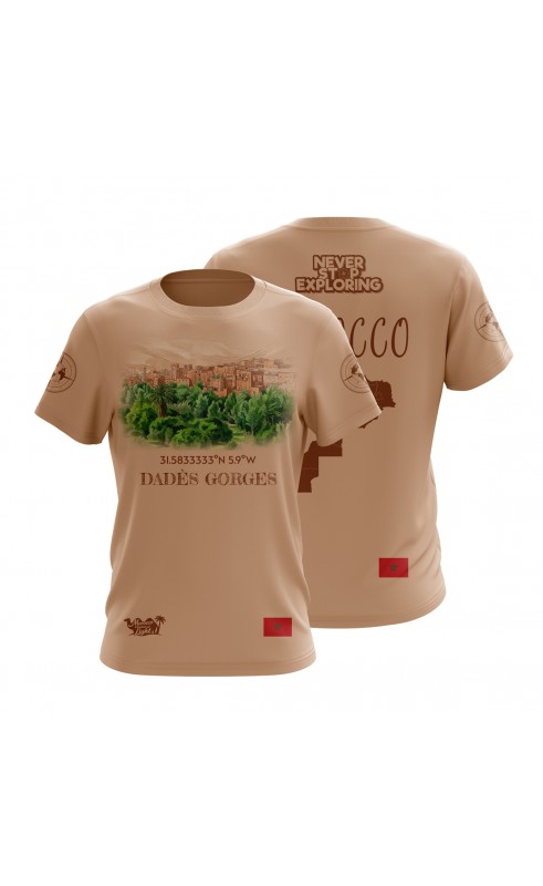 Dadès Gorges men's tee. Regular fit travel souvenir.