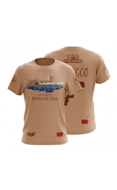 Essaouira Morocco T-shirt. Souvenir travel gift. Regular sizes form M to 3XL. Amfanwear, made in EU