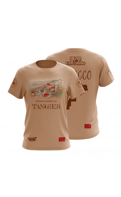 Tangier Morocco Africa travel tee. Souvenir gift idea. Regular fitting. Amfanwear Eu made