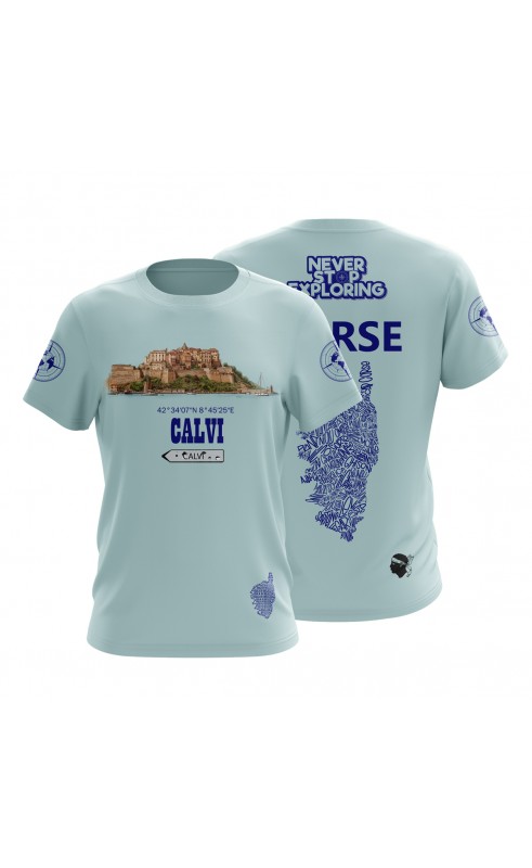 Calvi Corse Grance t-shirt. Amfanwear graphic printed tee. Travel souvenir, regular sizing.