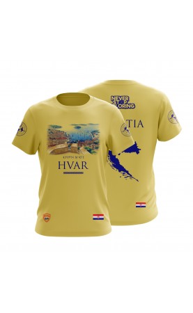 Hvar souvenir men's t-shirt. Regular fit tee. Amfanwear summer fashion apparel