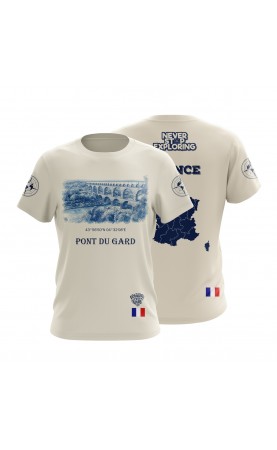 Pont du Gard Nîmes France t-shirt. Regular sizes, graphic print, souvenir tourist summer tee.