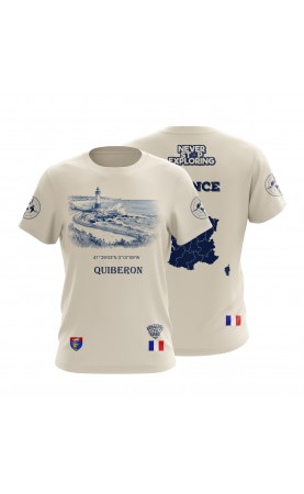 Quiberon Bretagne France Travel t-shirt. Souvenir gift idea. Regular fitting sizes. Amfanwear.