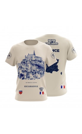 Rocamadour  travel tourist souvenit tee. Regular fit t-shirt apparel for summer SS26 SS27. Amfanwear.