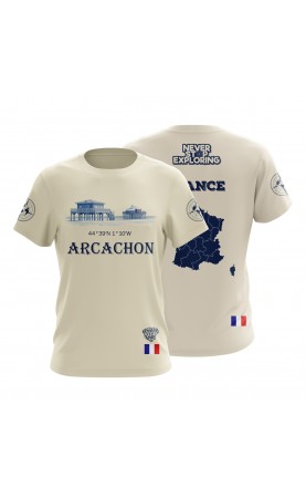Arcachon Bordeaux France t-shirt for men. Summer sea travel tee. Amfanwear, regulr sizes. Made in EU.