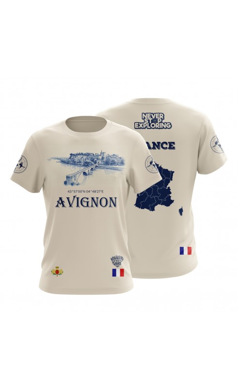 Avignon  travel destination t-shirt France. Regular sizes, graphic print. Amfanwear.