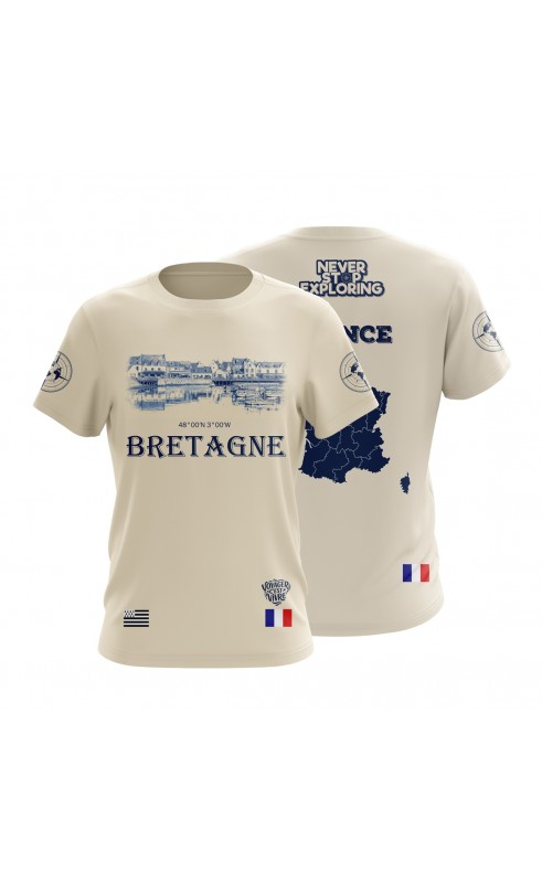 Bretagne Brittany France Travel Souvenir T-shirt for men. Regular fit. Amfanwear.