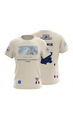 Cannes La Croisette French Riviera France t-shirt. Souvenir summer gift idea. Regular fit. Sublimation print tee.